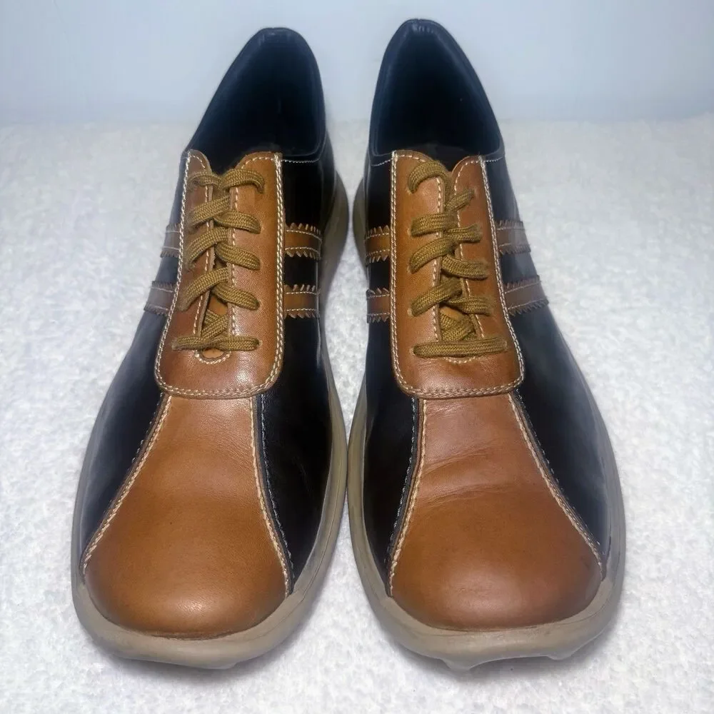 Kenneth Cole Reaction 2Tone Black/Brown Leather Lace Up Casual Men Shoes Size 12
